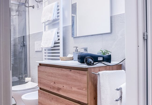 Bathroom equipped with towels, courtesy line and hairdryer. Bathroom equipped with towels, courtesy line and hairdryer.